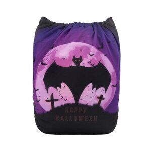 Purple Graveyard Bat Halloween OS Pocket Cloth Diaper by AlvaBaby Cloth Diapers